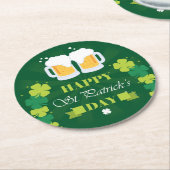 Happy St. Patricks Day Beer and Clovers Runder Pappuntersetzer (Angewinkelt)