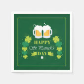 Happy St. Patricks Day Beer and Clovers Serviette (Vorderseite)