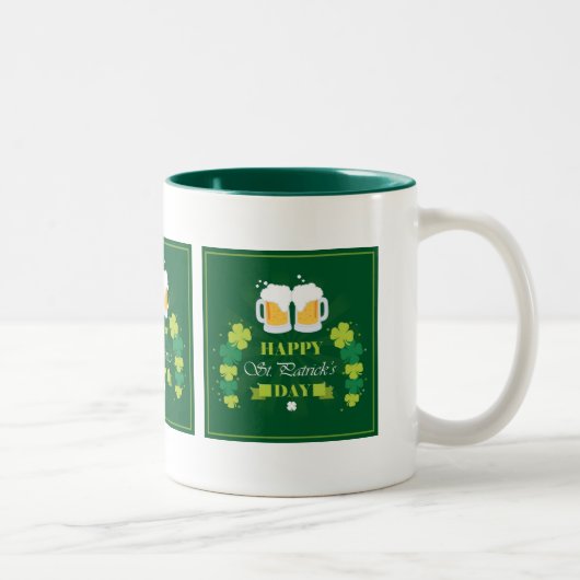 Happy St. Patricks Day Beer and Clovers Zweifarbige Tasse (Rechts)