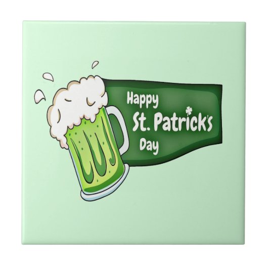 Happy St. Patricks Day Beer Fliese (Vorderseite)