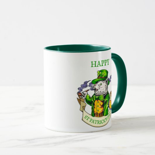 Happy St. Patrick's Day Beer Irish Cat Funny Coffe Tasse (VorderseiteRechts)