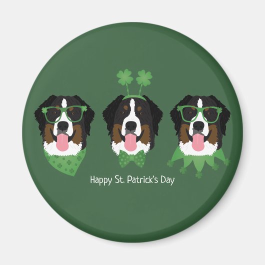 Happy St Patricks Day Bernese Mountain Hunde Magnet (Vorne)