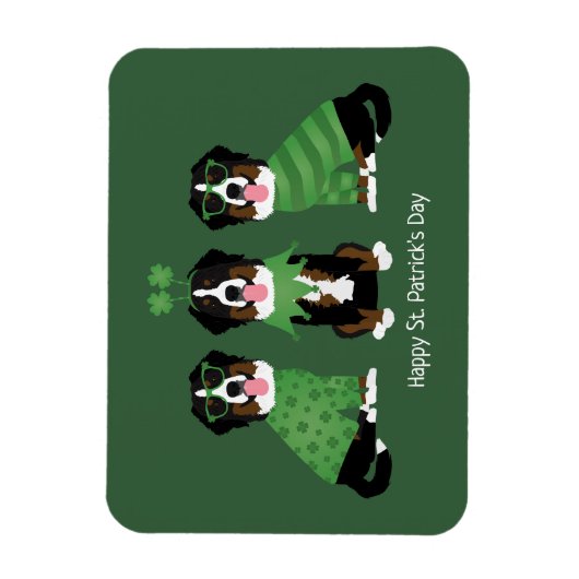 Happy St Patricks Day Bernese Mountain Hunde Magnet (Vertikal)