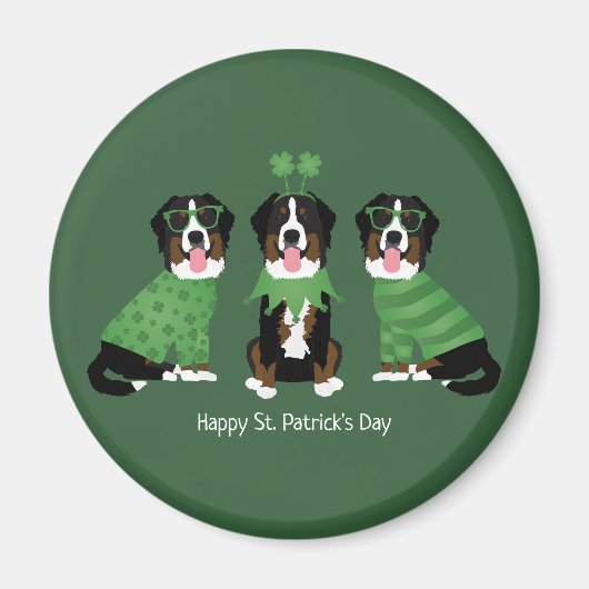 Happy St Patricks Day Bernese Mountain Hunde Magnet (Vorne)