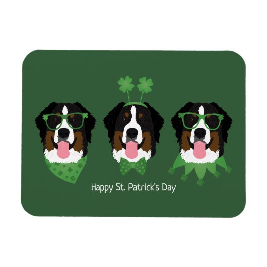 Happy St Patricks Day Bernese Mountain Hunde Magnet (Horizontal)