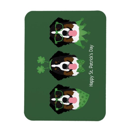 Happy St Patricks Day Bernese Mountain Hunde Magnet (Vertikal)