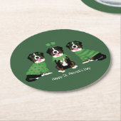 Happy St Patricks Day Bernese Mountain Hunde Runder Pappuntersetzer (Angewinkelt)