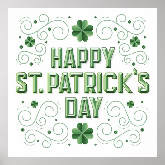 Happy St. Patrick's Day Beveled Poster 24x24 (Vorne)
