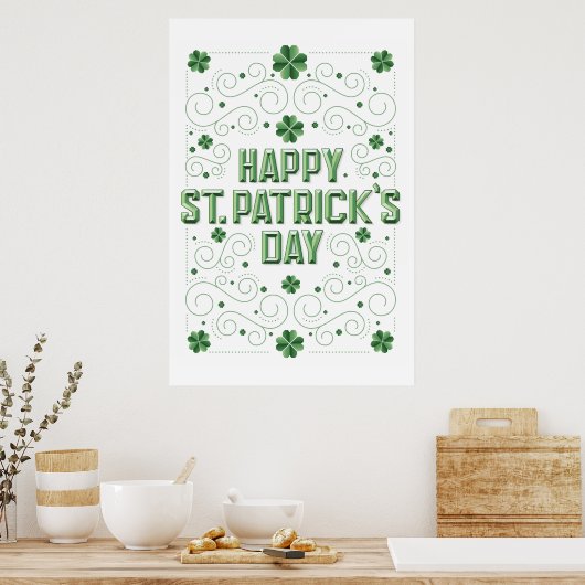 Happy St. Patrick's Day (Beveled) Poster 24x36 (Küche)