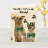 Happy St. Patrick's Day Birthday Chihuahua Hunde Karte (Gelbe Blume)