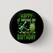 Happy St Patricks Day Birthday Kleeblatt Dab Bday Button (Vorderseite)