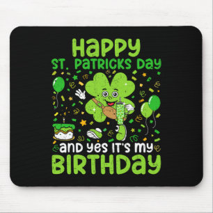 Happy St Patricks Day Birthday Kleeblatt Dab Bday Mousepad