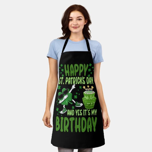 Happy St Patricks Day Birthday Kleeblatt Dab Bday  Schürze (Getragen)