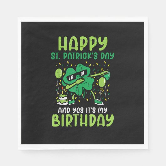 Happy St Patricks Day Birthday Kleeblatt Dab Bday  Serviette (Vorderseite)