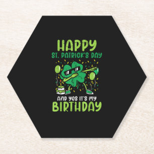 Happy St Patricks Day Birthday Kleeblatt Dab Bday Untersetzer