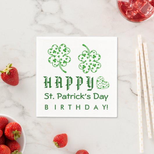 Happy St. Patrick's Day Birthday Kleeblatts A03A Serviette (Beispiel)