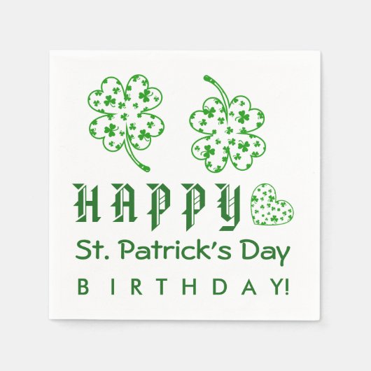 Happy St. Patrick's Day Birthday Kleeblatts A03A Serviette (Vorderseite)