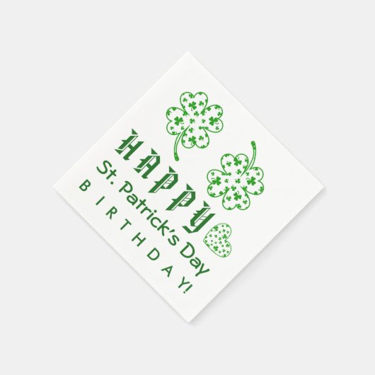 Happy St. Patrick's Day Birthday Kleeblatts A03A Serviette (Ecke)