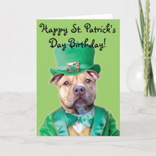 Happy St. Patrick's Day Birthday Pitbull Karte