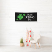 Happy St Patricks Day Black Green Kleeblatt Party Banner (Insitu)