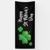 Happy St Patricks Day Black Green Kleeblatt Party Banner (Vertikal)