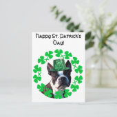 Happy St. Patricks Day Boston Terrier Postkarte (Stehend Vorderseite)