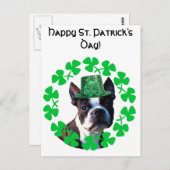 Happy St. Patricks Day Boston Terrier Postkarte (Vorne/Hinten)