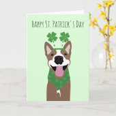 Happy St Patricks Day Brown Dog Green Karte (Gelbe Blume)