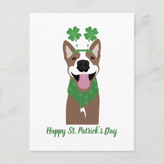 Happy St Patricks Day Brown Dog Green Postkarte (Vorderseite)