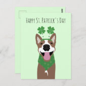 Happy St Patricks Day Brown Dog Green Postkarte (Vorne/Hinten)