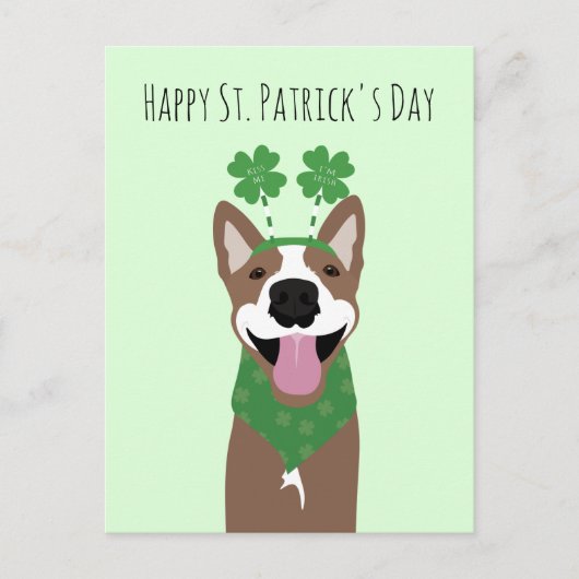 Happy St Patricks Day Brown Dog Green Postkarte (Vorderseite)