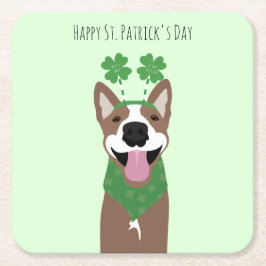 Happy St Patricks Day Brown Dog Green Rechteckiger Pappuntersetzer