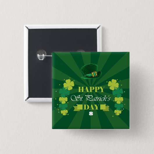 Happy St. Patrick's Day Button (Vorne & Hinten)