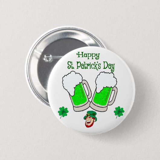 Happy St. Patrick's Day Button (Vorne & Hinten)