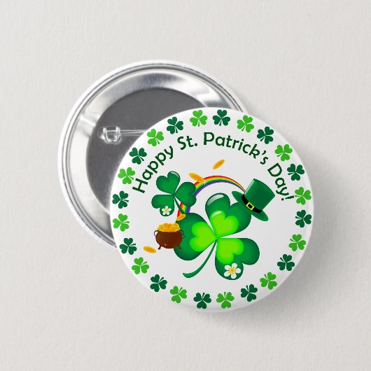 Happy St. Patrick's Day Button (Vorne & Hinten)