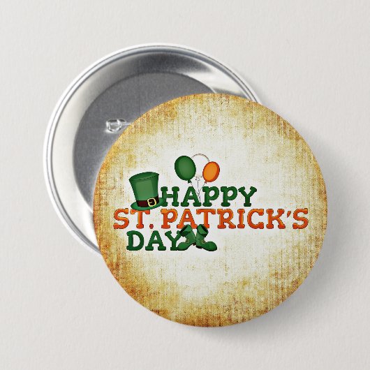 Happy St. Patrick's Day Button (Vorne & Hinten)