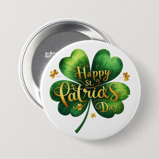 Happy St. Patrick's Day Button (Vorne & Hinten)