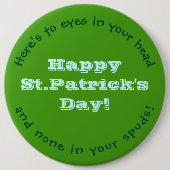 Happy St.Patrick's Day Button/HUMOROUS/CUSTOMIZABL Button (Vorderseite)