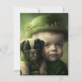 Happy St. Patrick's Day Card Boy and Dog Feiertagskarte