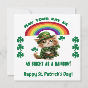 Happy St. Patrick's Day Card   Leprechaun Cat Feiertagskarte