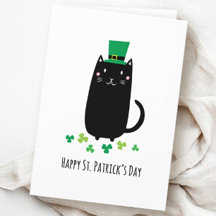 Happy St. Patrick's Day Card mit schwarzer Katze Karte