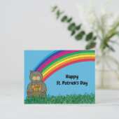 Happy St Patricks Day Cat Rainbow Pot of Gold Postkarte (Stehend Vorderseite)