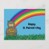 Happy St Patricks Day Cat Rainbow Pot of Gold Postkarte (Vorderseite)