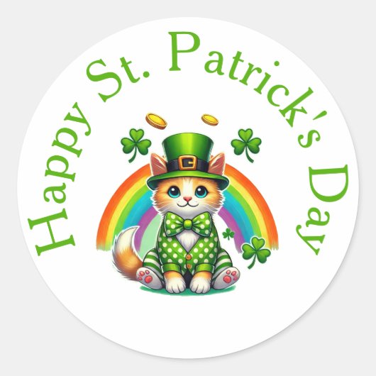 Happy St. Patrick's Day Cat Stickers - Leprechaun (Vorderseite)