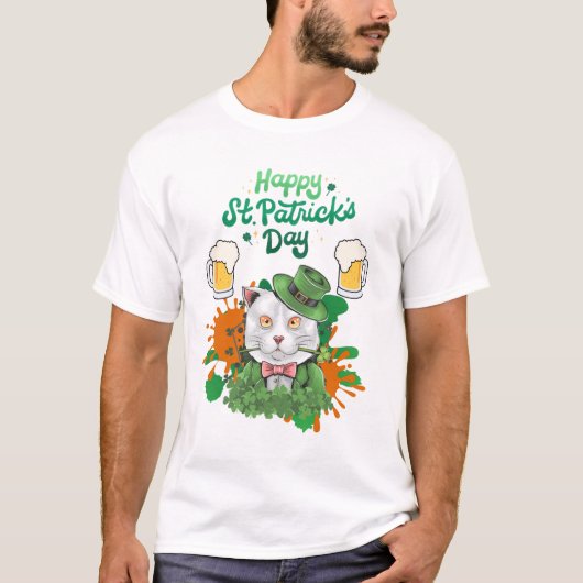 Happy St. Patrick's Day- Cat T-Shirt (Vorderseite)