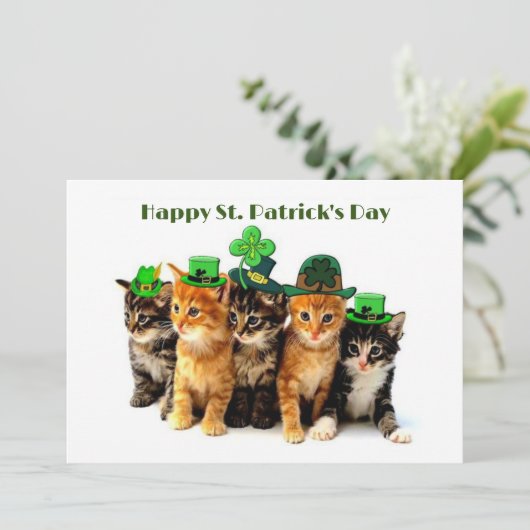 Happy St. Patrick's Day Cats Einladung (Stehend Vorderseite)