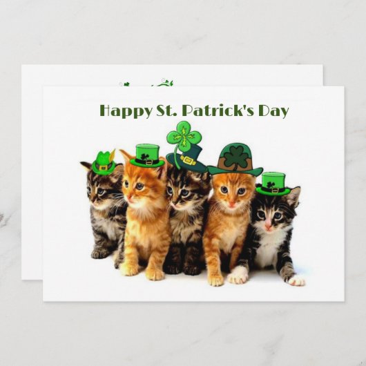Happy St. Patrick's Day Cats Einladung (Vorne/Hinten)
