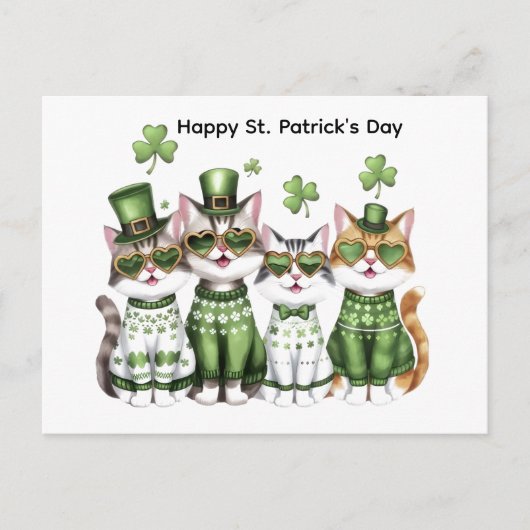 Happy St. Patrick's Day cats Postkarte (Vorderseite)