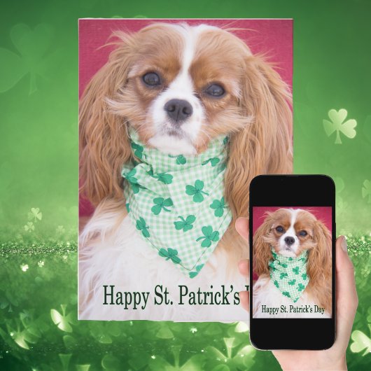 Happy St. Patrick's Day Cavalier King Charles Pup Karte