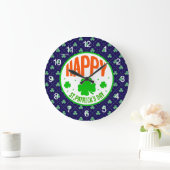 Happy St. Patrick's Day Circle Design-63501 Große Wanduhr (Zuhause)